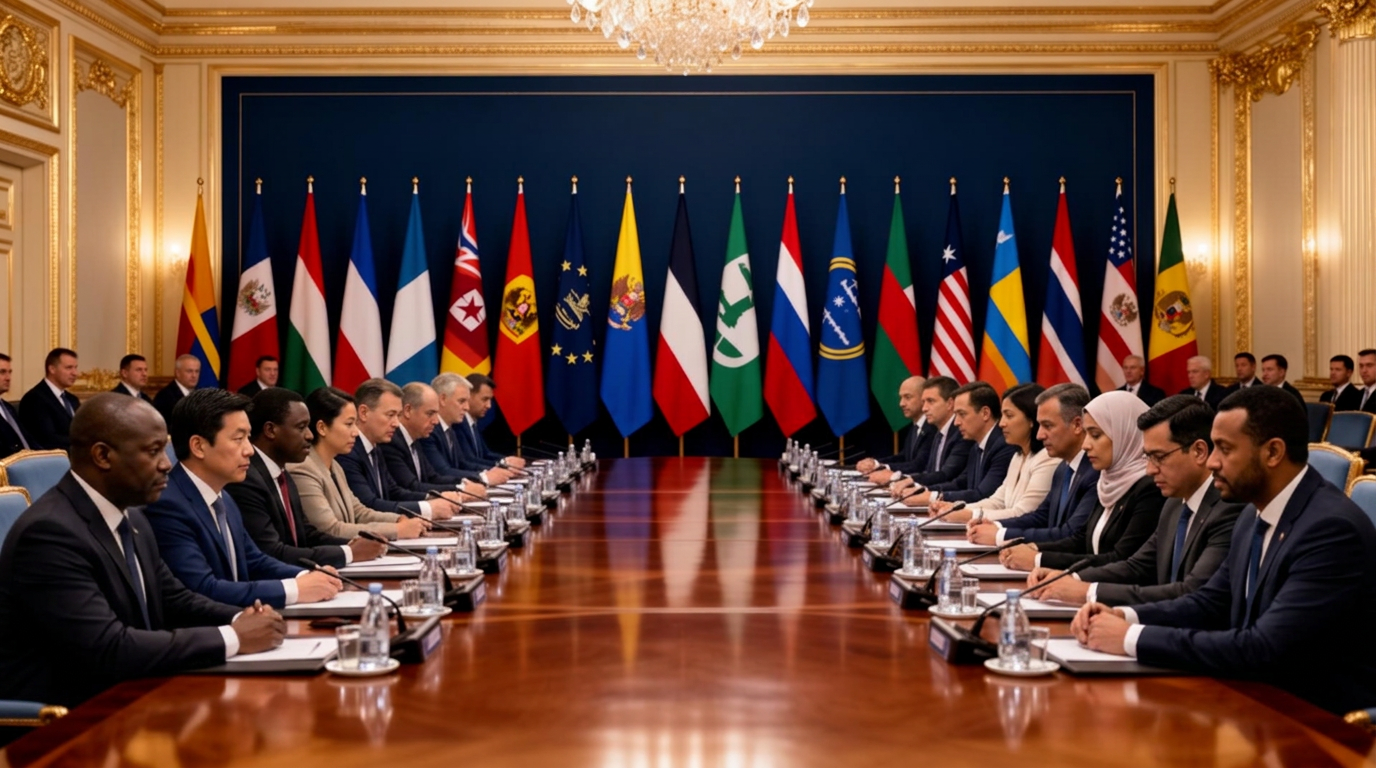 Delegates at an international trade summit